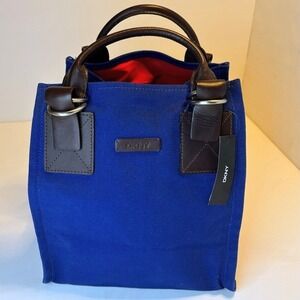 New DKNY Donna Karan New York Small Satchel Mini Canvas Bag Handle Tote Square